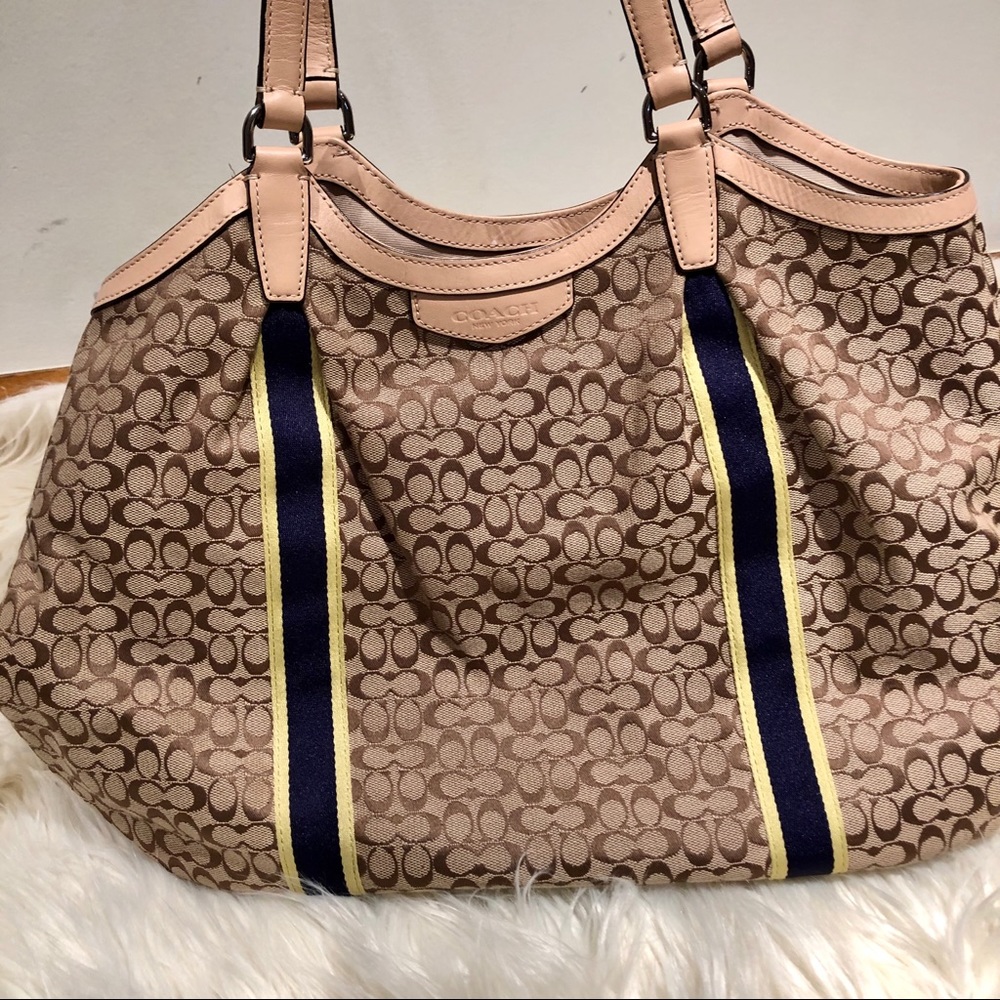 Coach signature stripe Devon tote
